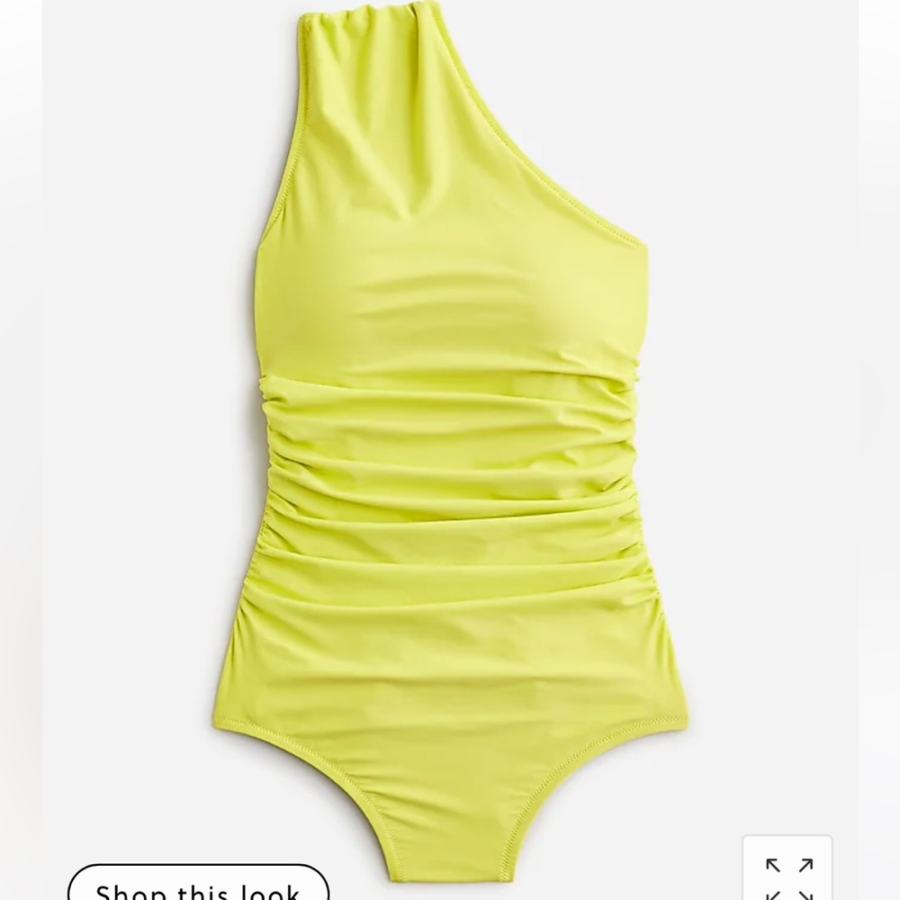 Ruched one-shoulder one-piece Jcrew swimsuit / size 6, NWT lemon sorbet